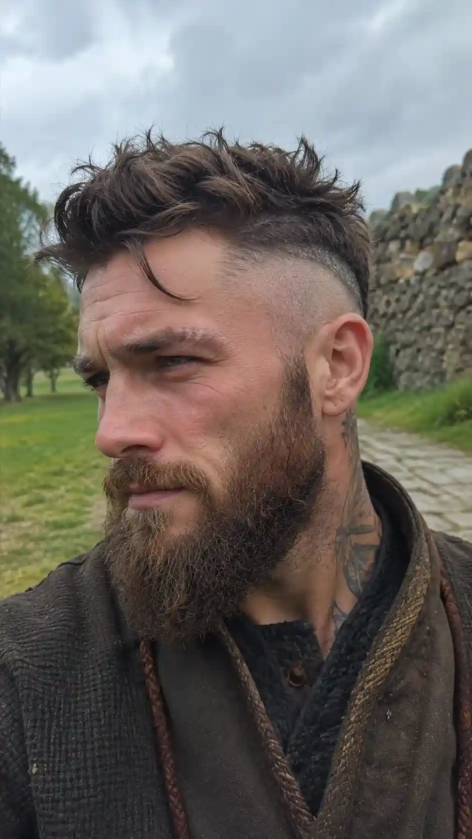 Kurze Wikinger-Frisur mit rauer Textur und markanten Seiten